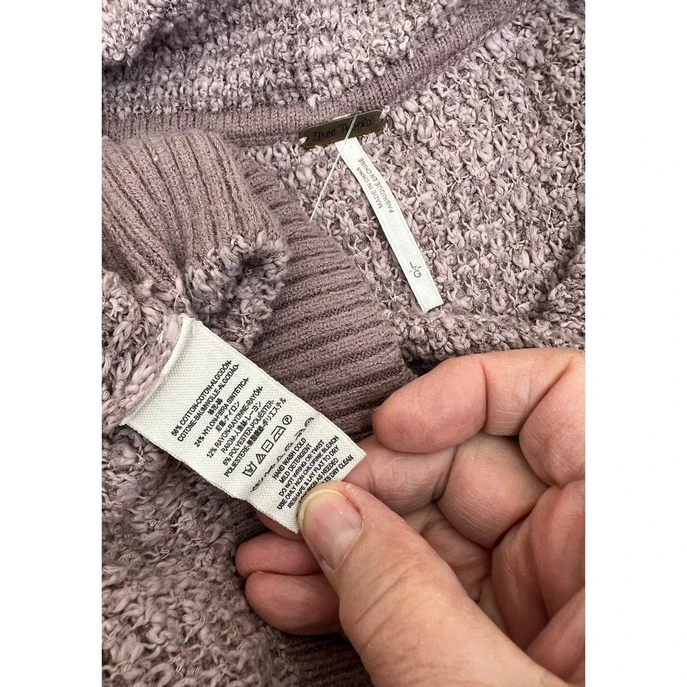 Free People Cowl Neck‎ Sweater Womens Large Mauve Pink Excellent Textured Knit